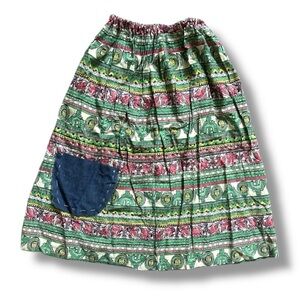 Vintage Handmade Aztec Colorful Patterned Midi Skirt Women’s Size XS